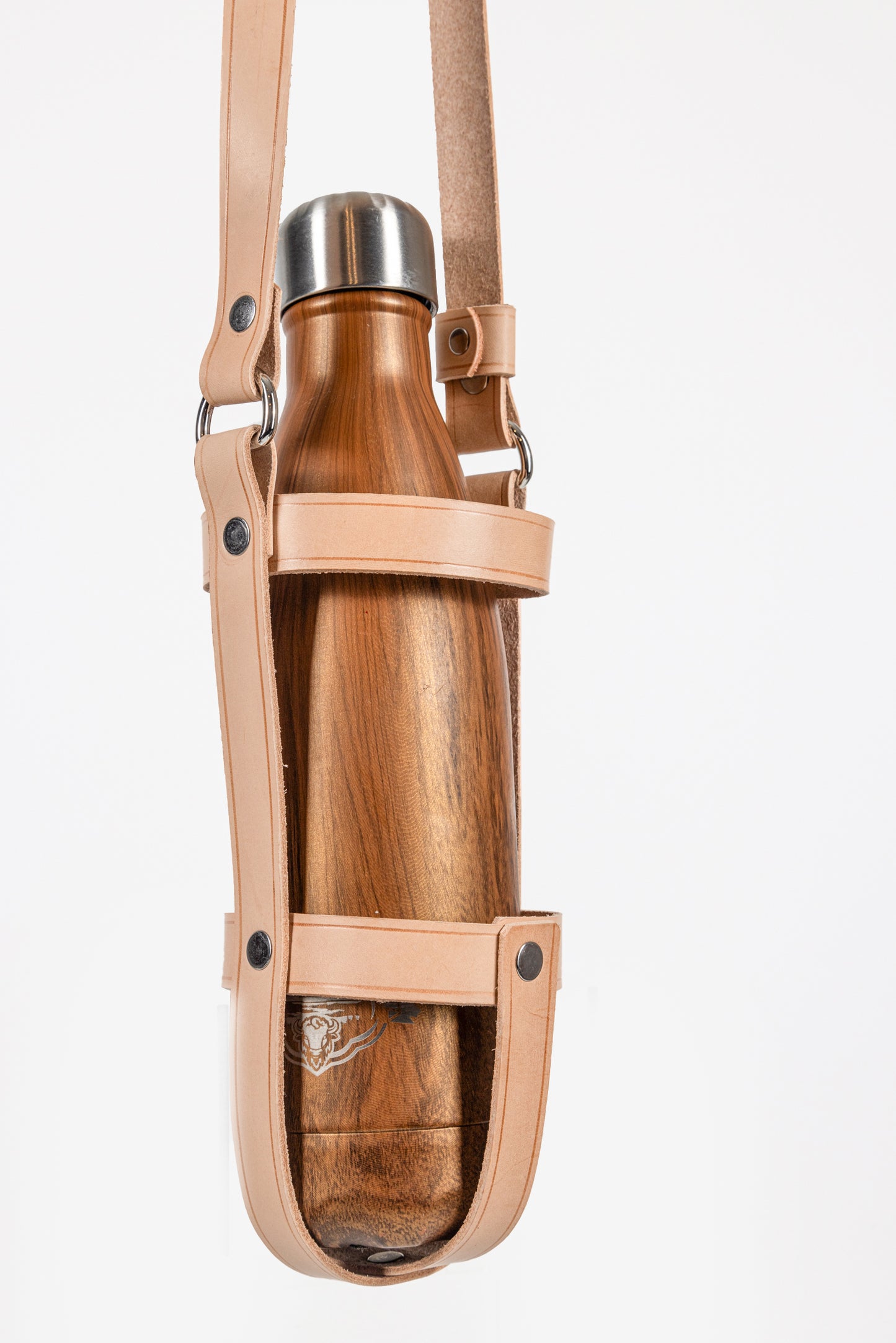 Leather Water Bottle Strap with Pouch