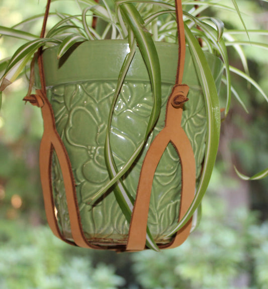 Leather Plant Sling, Leather Plant Hammock, Handmade Plant Hanger, Leather Plant Hanger, Indoor Plant Hanger, Leather Plant Holder